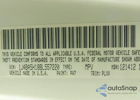 2011 Jeep Wrangler Unlimited Sahara z USA, uszkodzony, nr VIN 1J4BA5H18BL557220